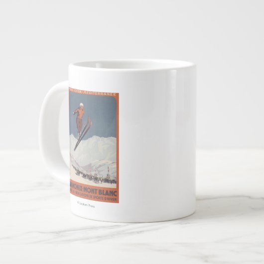 Tasse Géante Ski en saut - affiche de la promesse olympique PLM (Devant gauche)