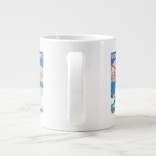 Tasse Géante Skier transportant des ski de neige - Mount Adams, (Dos)