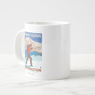 Tasse Géante Skier transportant des ski de neige - Mount Adams,