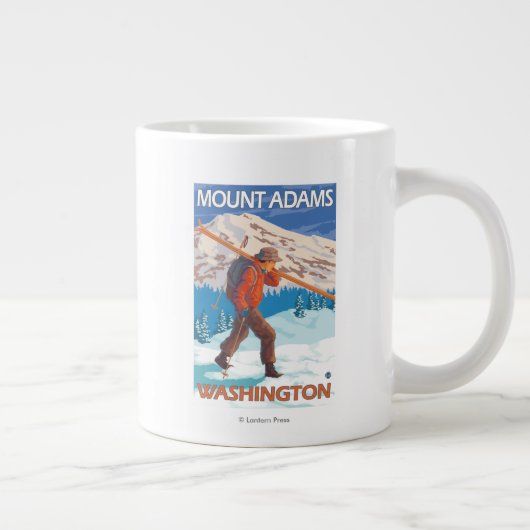 Tasse Géante Skier transportant des ski de neige - Mount Adams, (Droite)