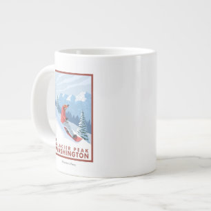 Tasse Géante Snowboarder Scender - Glacier Peak, Washington