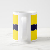 Tasse Géante Solid Yellow, Navy Blue Ribbon Monogram (Dos)