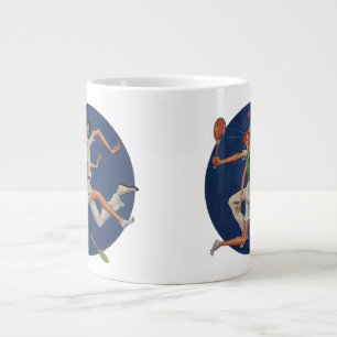 Tasse Géante Sports Anciens, Joueurs de Tennis se Heurtent avec