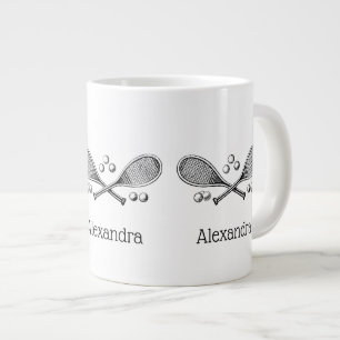 Tasse Géante Sports Vintage Croisé Tennis Racquet Tennis Balls