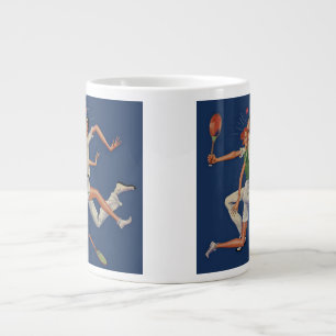 Tasse Géante Sports Vintage, Joueurs de Tennis s'écrasent avec