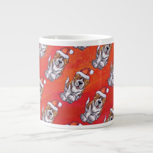 Tasse Géante St Bernard en Motif Casquette sur rouge (Devant)