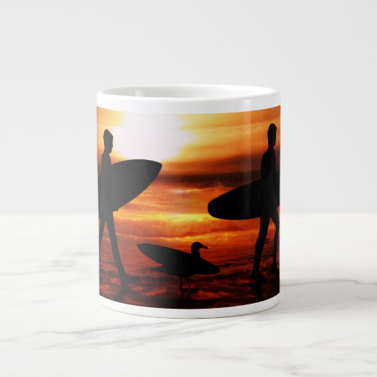 Tasse Géante Surfeurs de coucher de soleil (Devant)