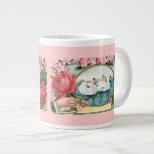 Tasse Géante Swans et Roses Vintage victorien