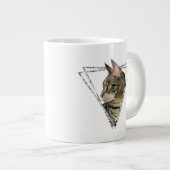 Tasse Géante Tabby Cat avec Faux Parties scintillant d'argent (Devant droit)