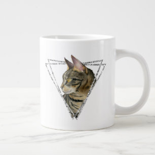 Tasse Géante Tabby Cat avec Faux Parties scintillant d'argent