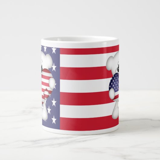 Tasse Géante Teddy Bear et Big USA Flag Heart (Devant)