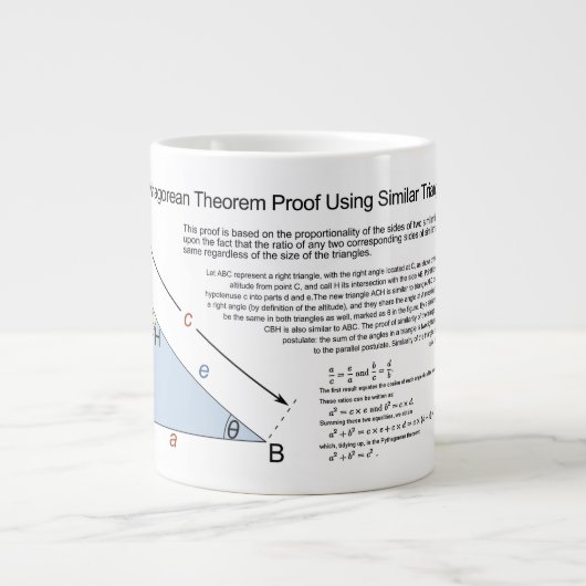 Tasse Géante Théorème de Pythagore Propreuve utilisant des tria (Devant)