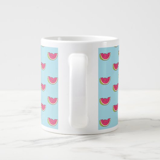 Tasse Géante Tranches de pastèque sur Motif Turquoise (Dos)