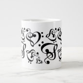 Tasse Géante Treble Clef Bass Clef Heart Notes Musique Musique  (Devant)