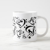 Tasse Géante Treble Clef Bass Clef Heart Notes Musique Musique  (Droite)