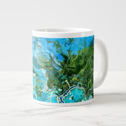 Tasse Géante Tropical Turquoise Océan Bleu & algues Vert (Devant droit)