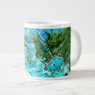 Tasse Géante Turquoise Abstrait Océan Bleu et Vert algues