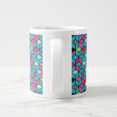 Tasse Géante Turquoise et motif rose de cube (Dos)