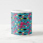 Tasse Géante Turquoise et motif rose de cube (Devant)