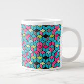 Tasse Géante Turquoise et motif rose de cube (Droite)