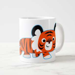 Tasse Géante Un joli tigre de caricature sur la boue à bosses