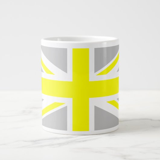 Tasse Géante Union Jack gris clair et jaune (Devant)