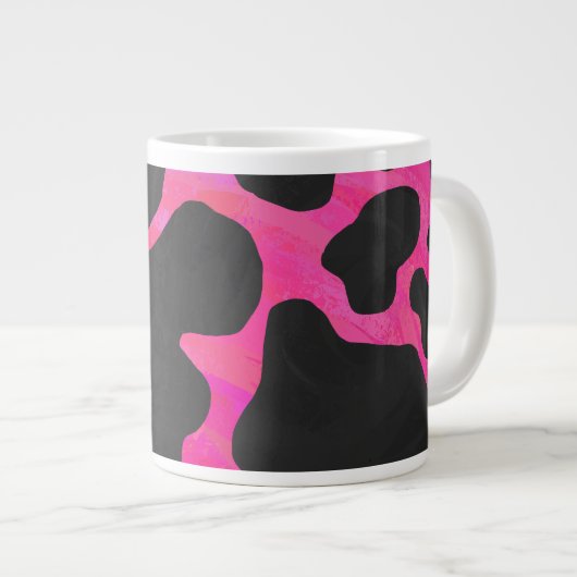 Tasse Géante Vache rose chaud et noir (Devant droit)