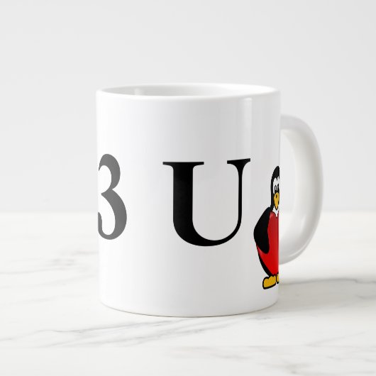 Tasse Géante Valentine nerd : C'est comment le geeks dit je (Devant droit)