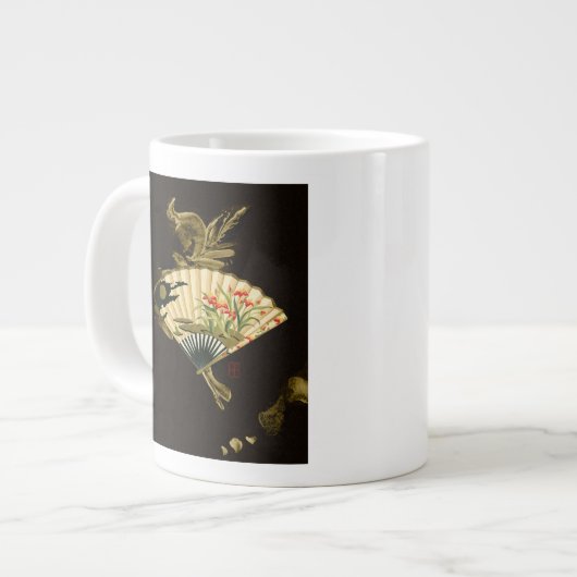 Tasse Géante Ventilateur oriental criblé au design floral (Devant gauche)