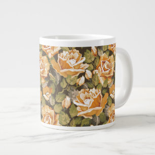 Tasse Géante Vintage motif floral des roses jaunes