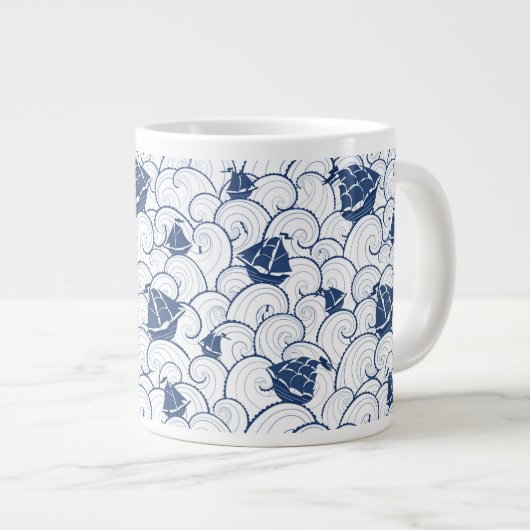 Tasse Géante Voiliers sur le motif de mer (Devant droit)