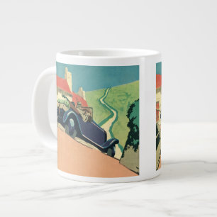 Tasse Géante Voyage en voiture décapotable vintage à la campagn
