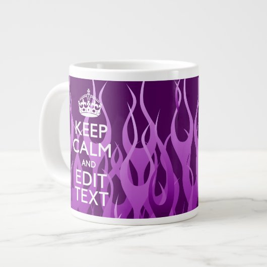 Tasse Géante Your texte on Keep Calm Purple Racing Flames Decor (Devant gauche)