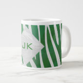 Tasse Géante Zebra Monogramme Vert et Blanc Impression (Devant droit)