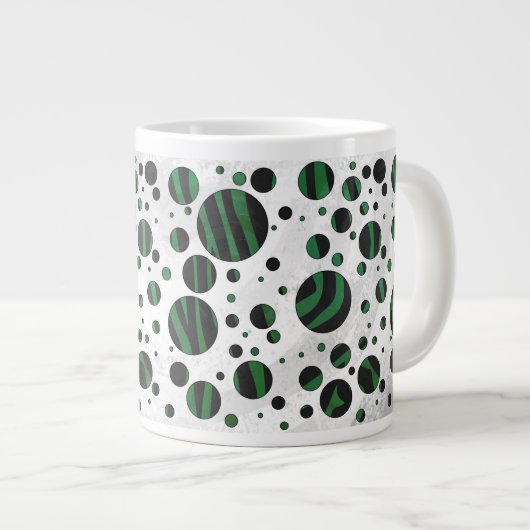 Tasse Géante Zebra noir et vert Polka point (Devant droit)
