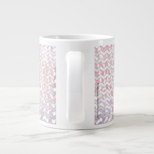 Tasse Géante Zebra rose et blanc Chevron (Dos)