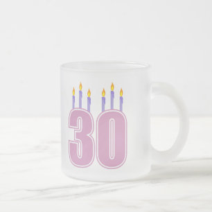 Tasse Givré 30 bougies d'anniversaire (rose/pourpre)