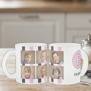Tasse Givré 6 nom initial noir rose