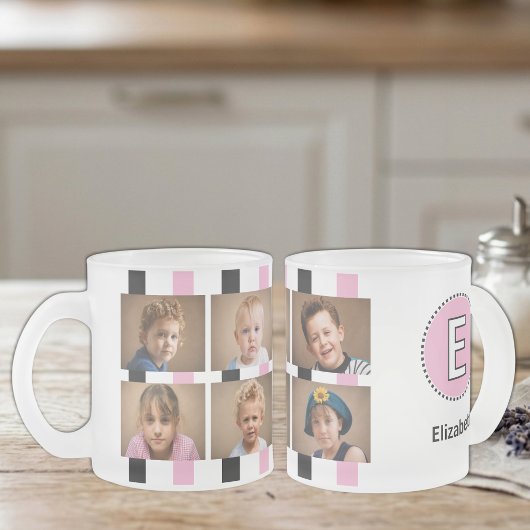 Tasse Givré 6 nom initial noir rose
