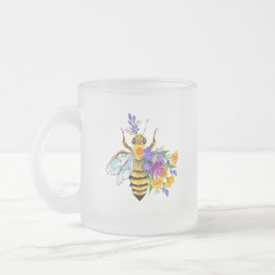 Tasse Givré Abeille à fleurs avec plantes sauvages