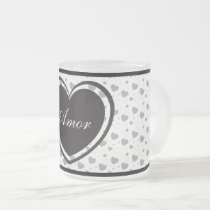 Tasse Givré Amor Grey coeur brillant mignon motif romantique