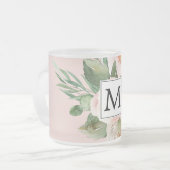 Tasse Givré Aquarelle moderne Fleurs roses Monogrammes (Devant gauche)