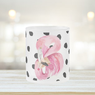 Tasse Givré Aquarelle rose exotique moderne Flamant rose & poi