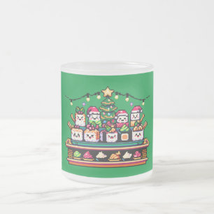 Tasse Givré Arbre de Noël en Sushi Festif - Art Pixel mignon