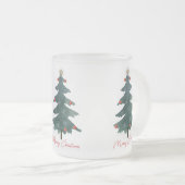 Tasse Givré Arbre de Noël vert Ornements Joyeux Noël (Devant droit)
