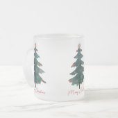 Tasse Givré Arbre de Noël vert Ornements Joyeux Noël (Devant gauche)