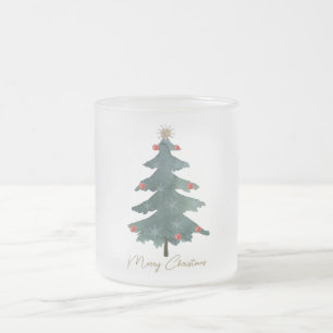 Tasse Givré Arbre de Noël vert Ornements Joyeux Noël