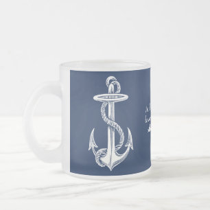 Tasse Givré Arrière - plan blanc vintage de bleu marine de