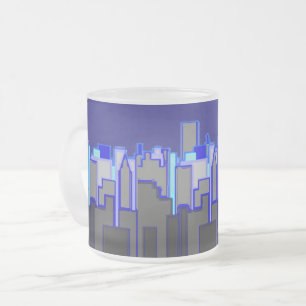 Tasse Givré Art Abstrait Blue City Skyline