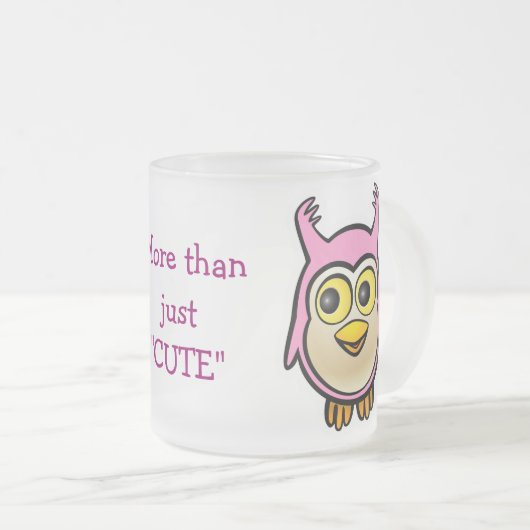 Tasse Givré Bande dessinée rose mignonne customisée de hibou (Devant droit)